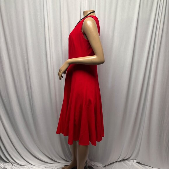 Calvin Klein Red Sleeveless Fit and Flare Dress Womens Sz 8 Classic Office Party - Picture 4 of 9